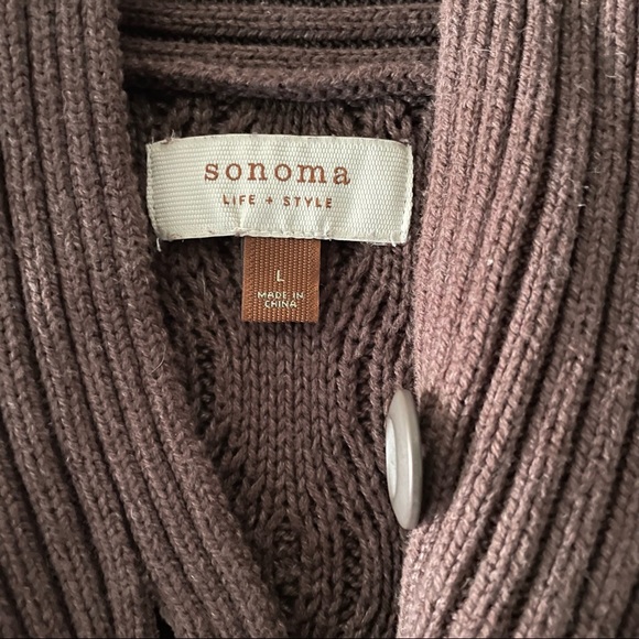 Brown Short-Sleeve Sweater Cardigan L - Picture 4 of 5